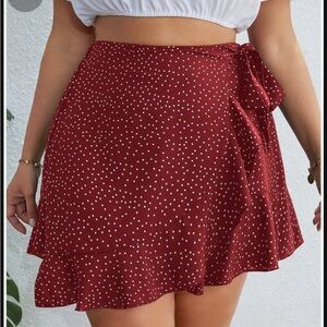 • nasty gal • red polka dot ruffle mini skirt